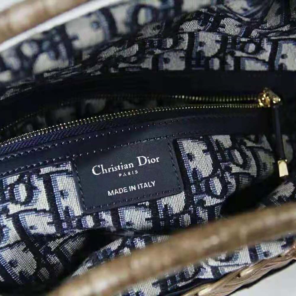 Dior Women Dior Wicker Basket Bag Blue Dior Oblique Jacquard and Natural Wicker