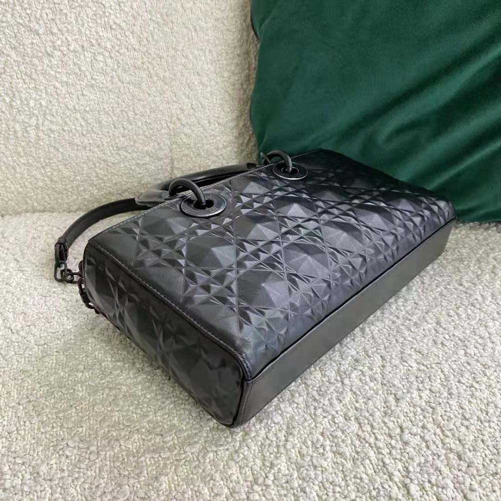 Dior Women Lady D-Joy Bag Black Cannage Calfskin with Diamond Motif