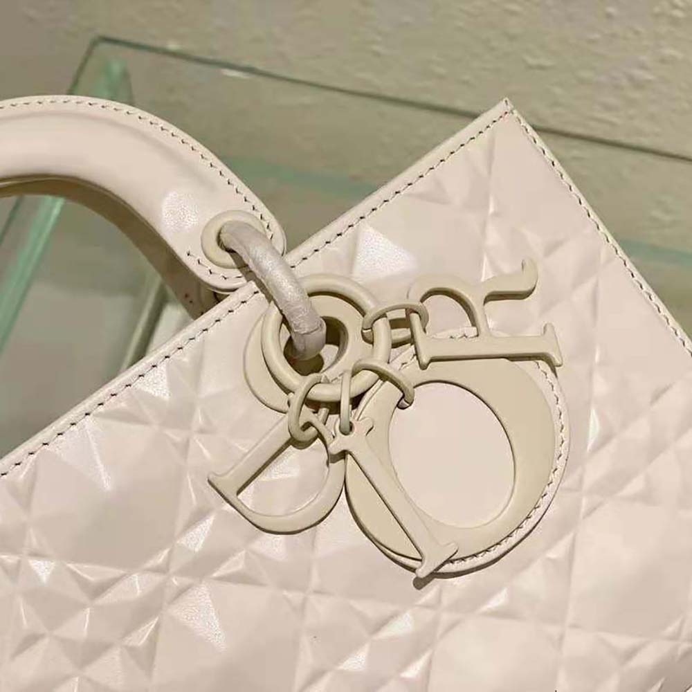 Dior Women Lady D-Joy Bag Latte Cannage Calfskin with Diamond Motif