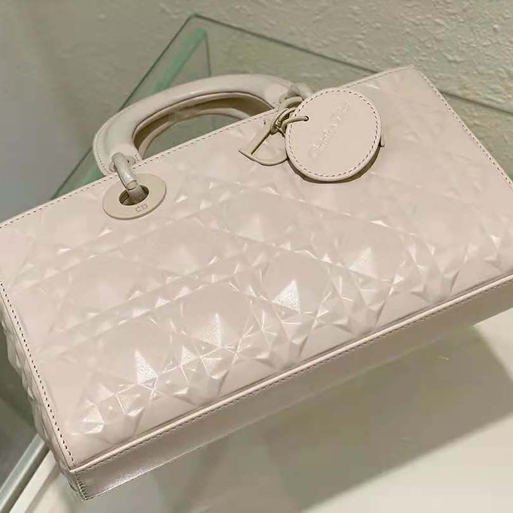 Dior Women Lady D-Joy Bag Latte Cannage Calfskin with Diamond Motif