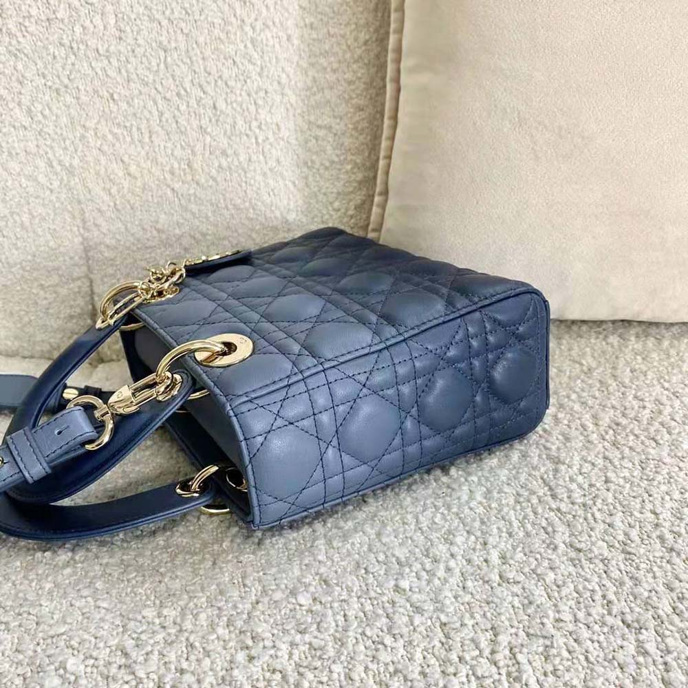 Dior Women Lady Dior my Abcdior Bag Lndigo Gradient Cannage Lambskin-Blue