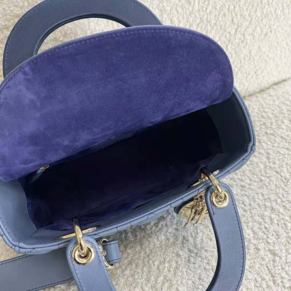 Dior Women Lady Dior my Abcdior Bag Lndigo Gradient Cannage Lambskin-Blue