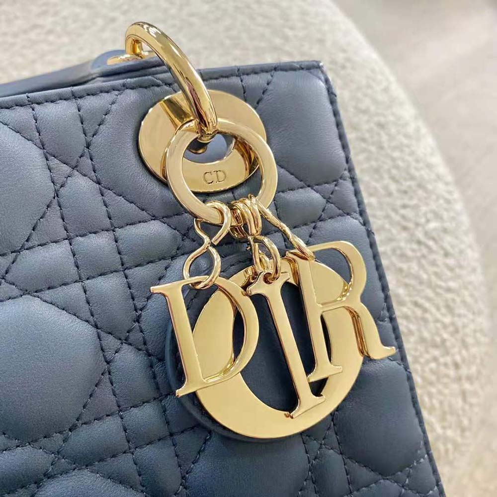 Dior Women Lady Dior my Abcdior Bag Lndigo Gradient Cannage Lambskin-Blue