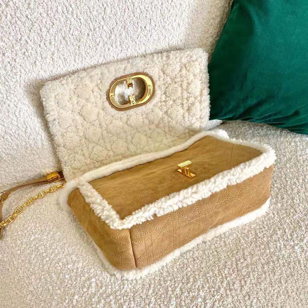Dior Women Large 30 Montaigne Soft Bag Camel-Colored Shearling