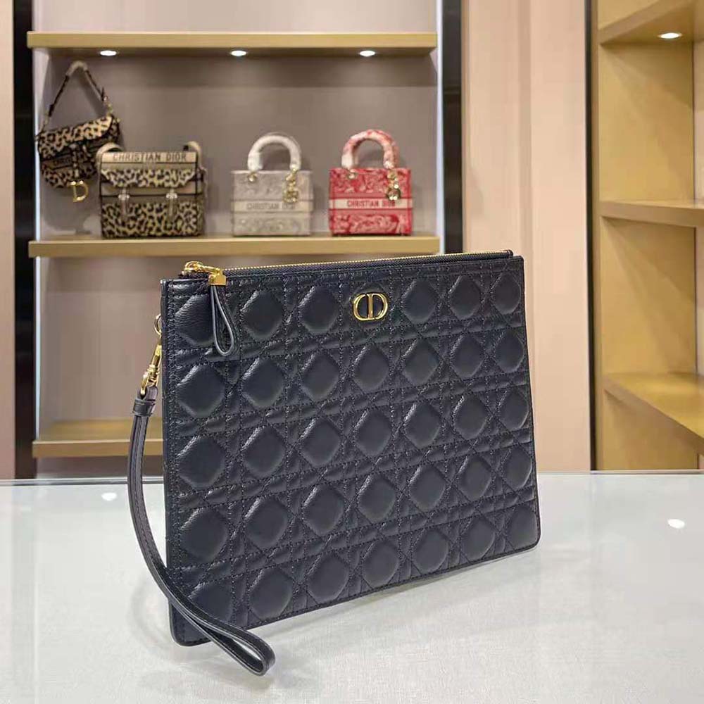 Dior Women Large Dior Caro Daily Pouch Cannage Calfskin