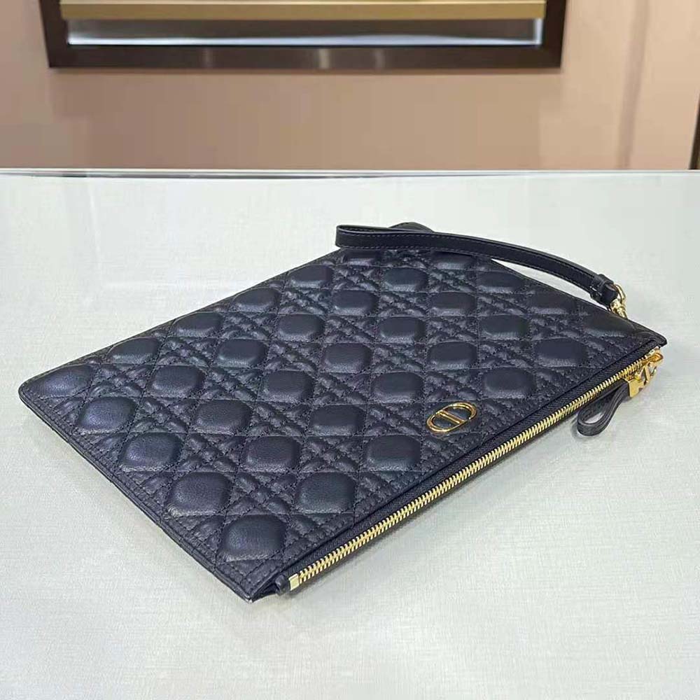 Dior Women Large Dior Caro Daily Pouch Cannage Calfskin