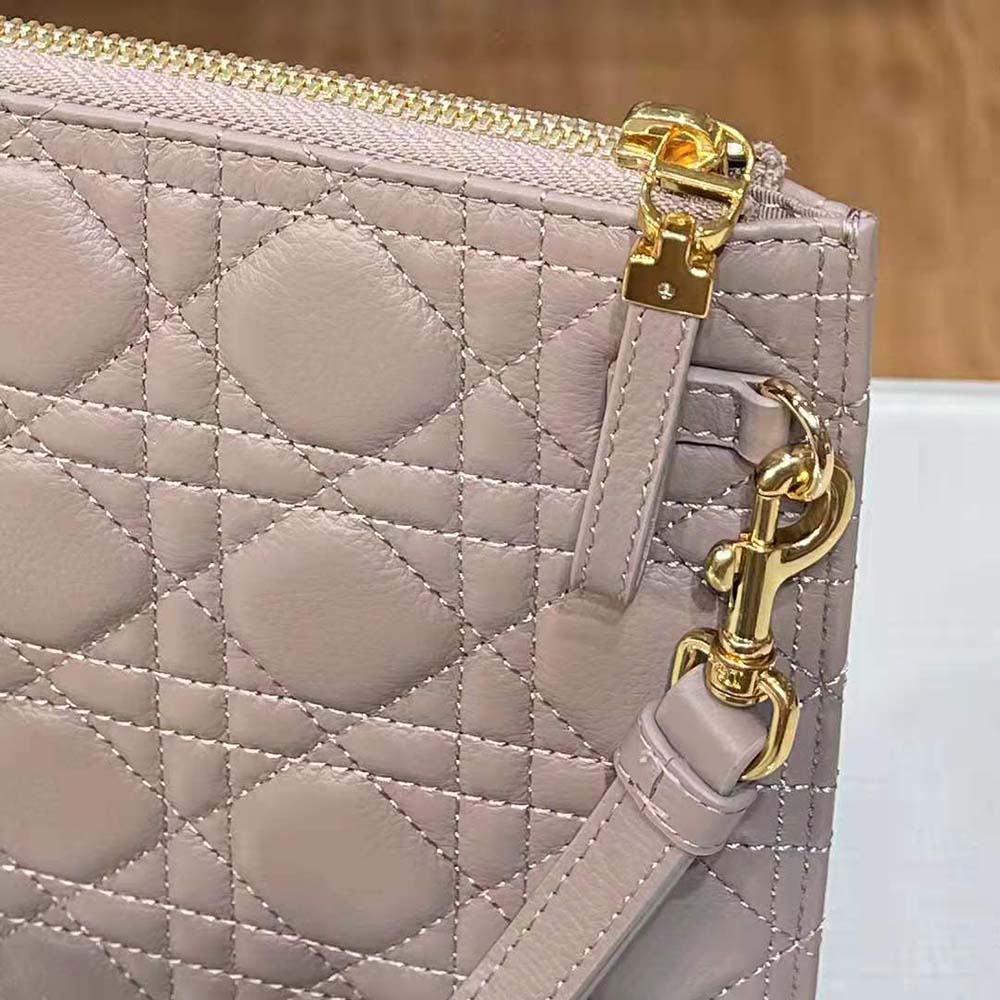Dior Women Large Dior Caro Daily Pouch Cannage Calfskin-Pink