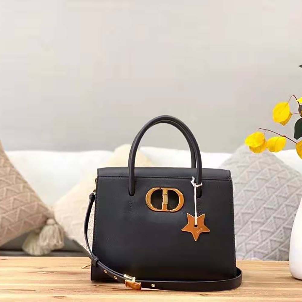 Dior Women Large ST Honore Tote Black Grained Calfskin