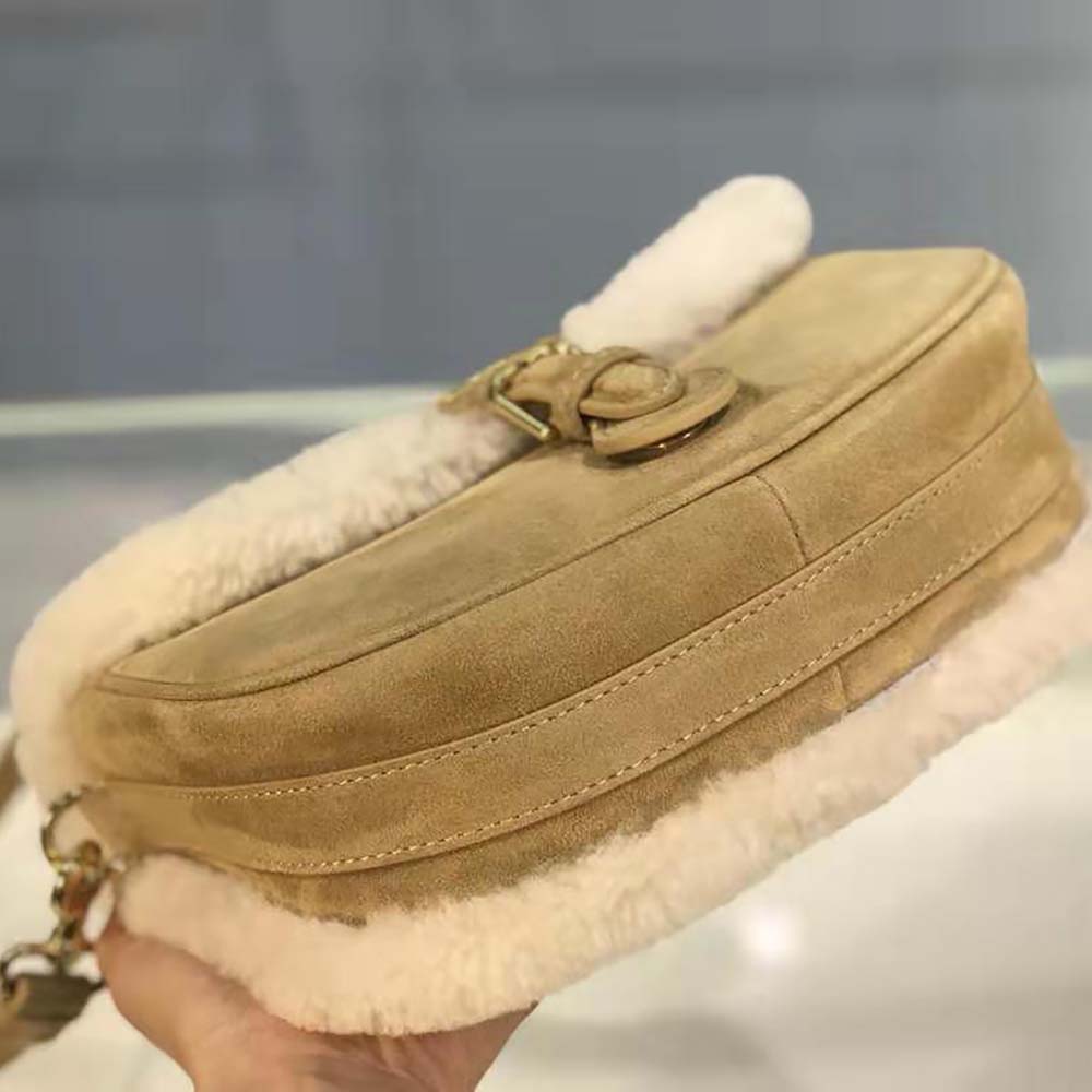 Dior Women Medium Dior Bobby Bag Camel-Colored Shearling