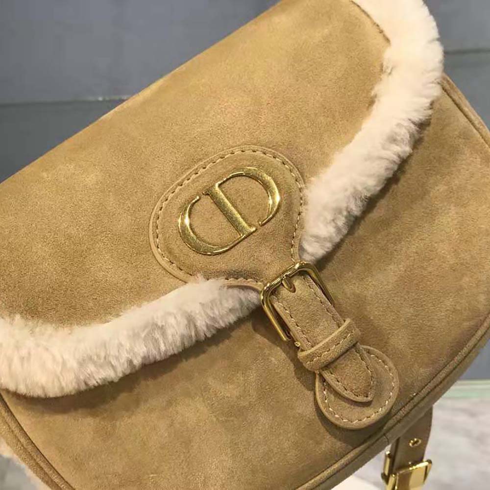 Dior Women Medium Dior Bobby Bag Camel-Colored Shearling