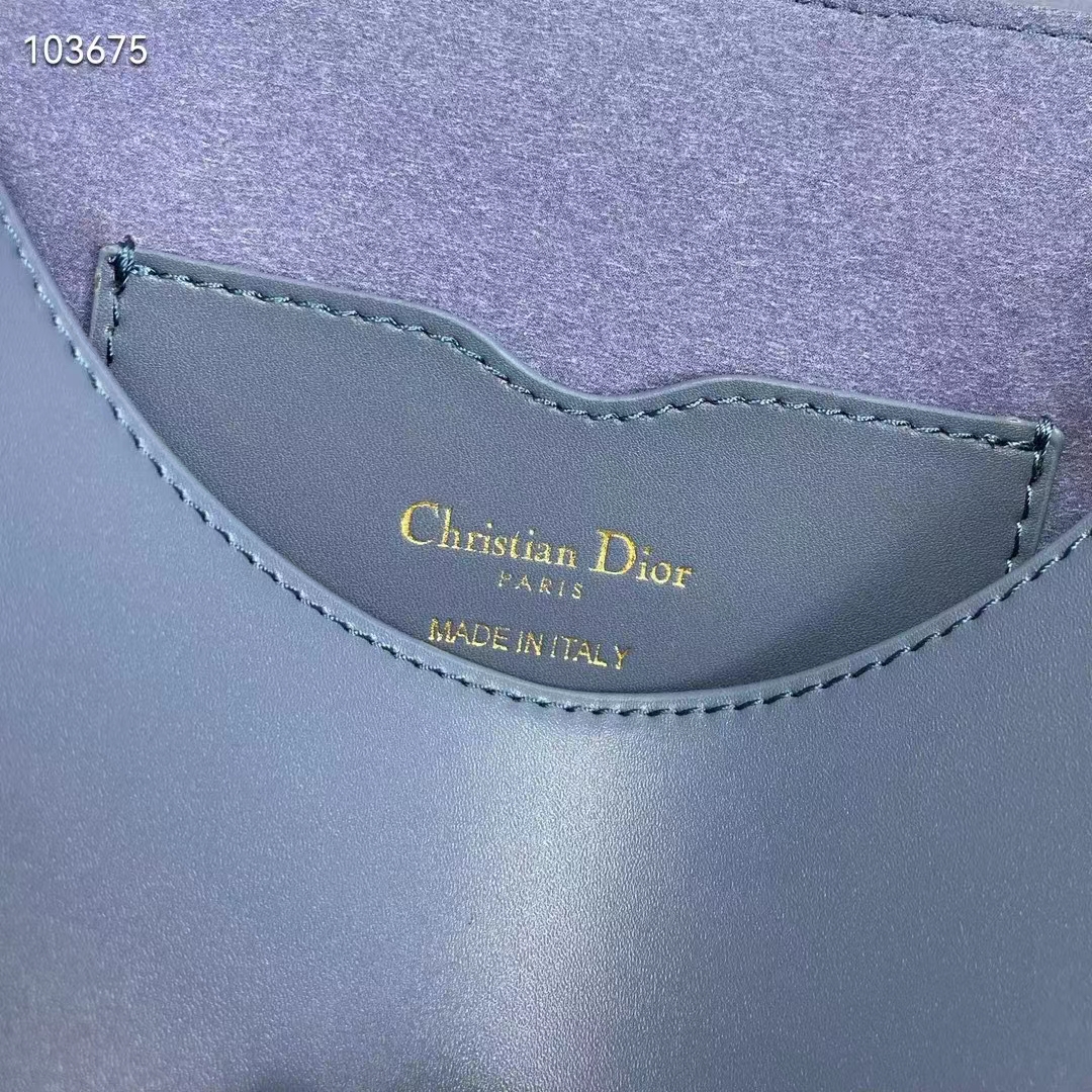 Dior Women Medium Dior Bobby Bag Denim Blue Box Calfskin Flap Closure