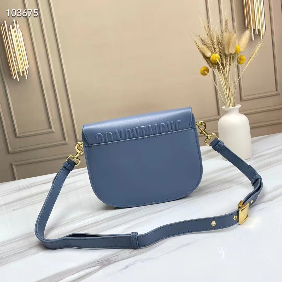 Dior Women Medium Dior Bobby Bag Denim Blue Box Calfskin Flap Closure