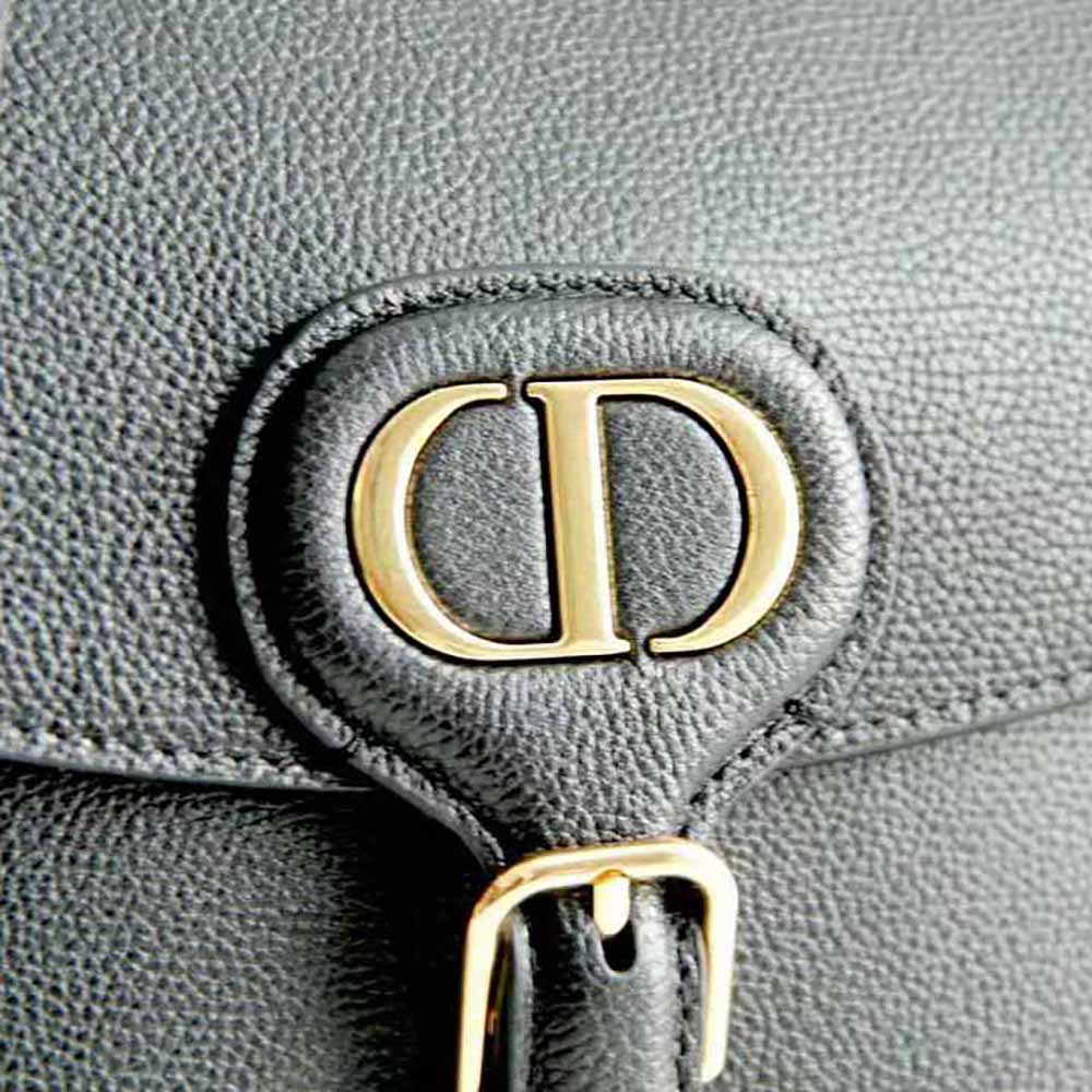 Dior Women Medium Dior Bobby Bag Grained Calfskin with Whipstitched Seams-Black