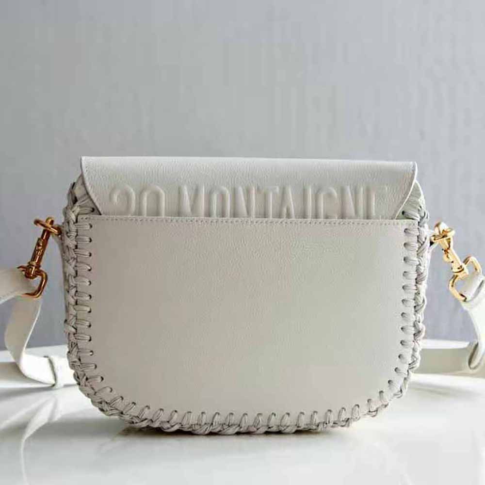 Dior Women Medium Dior Bobby Bag Grained Calfskin with Whipstitched Seams-White