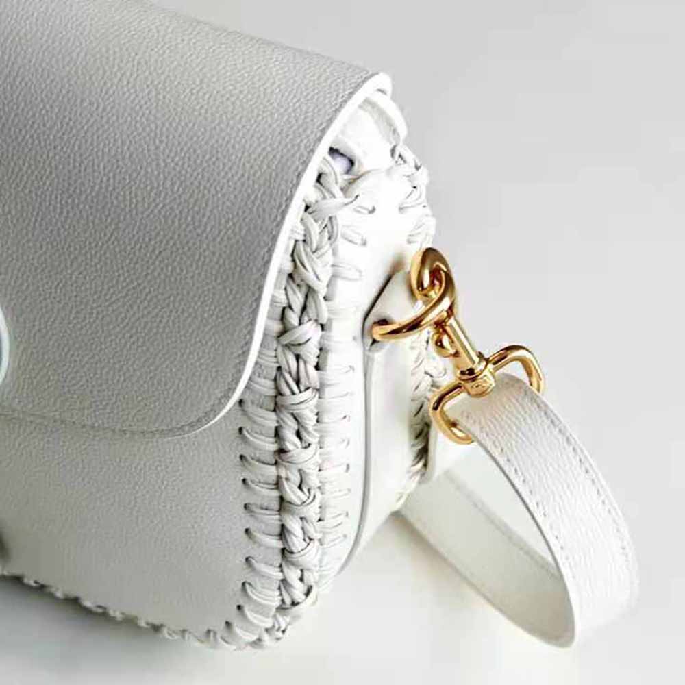 Dior Women Medium Dior Bobby Bag Grained Calfskin with Whipstitched Seams-White