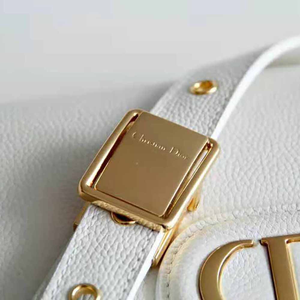 Dior Women Medium Dior Bobby Bag Grained Calfskin with Whipstitched Seams-White