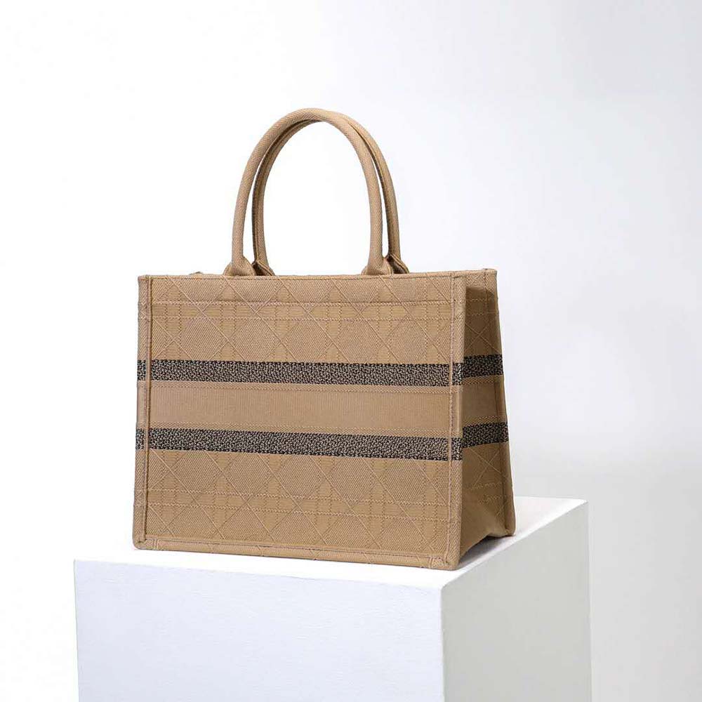 Dior Women Medium Dior Book Tote Natural Cannage Raffia
