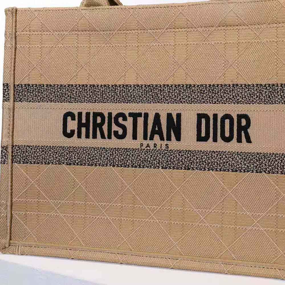 Dior Women Medium Dior Book Tote Natural Cannage Raffia