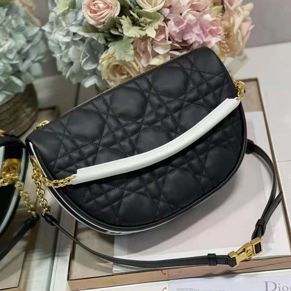 Dior Women Medium Dior Vibe Hobo Bag Black Cannage Lambskin