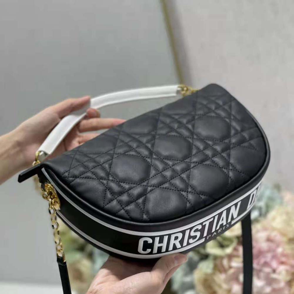 Dior Women Medium Dior Vibe Hobo Bag Black Cannage Lambskin