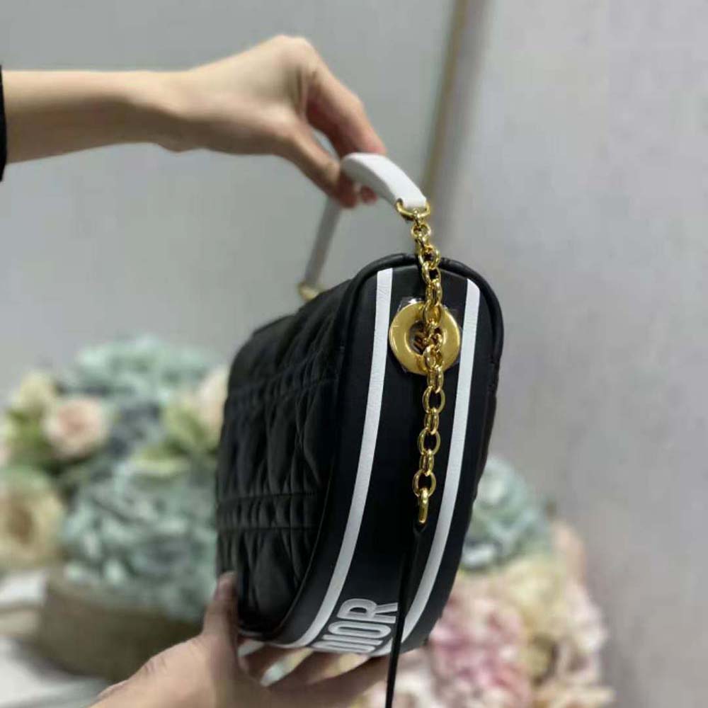 Dior Women Medium Dior Vibe Hobo Bag Black Cannage Lambskin