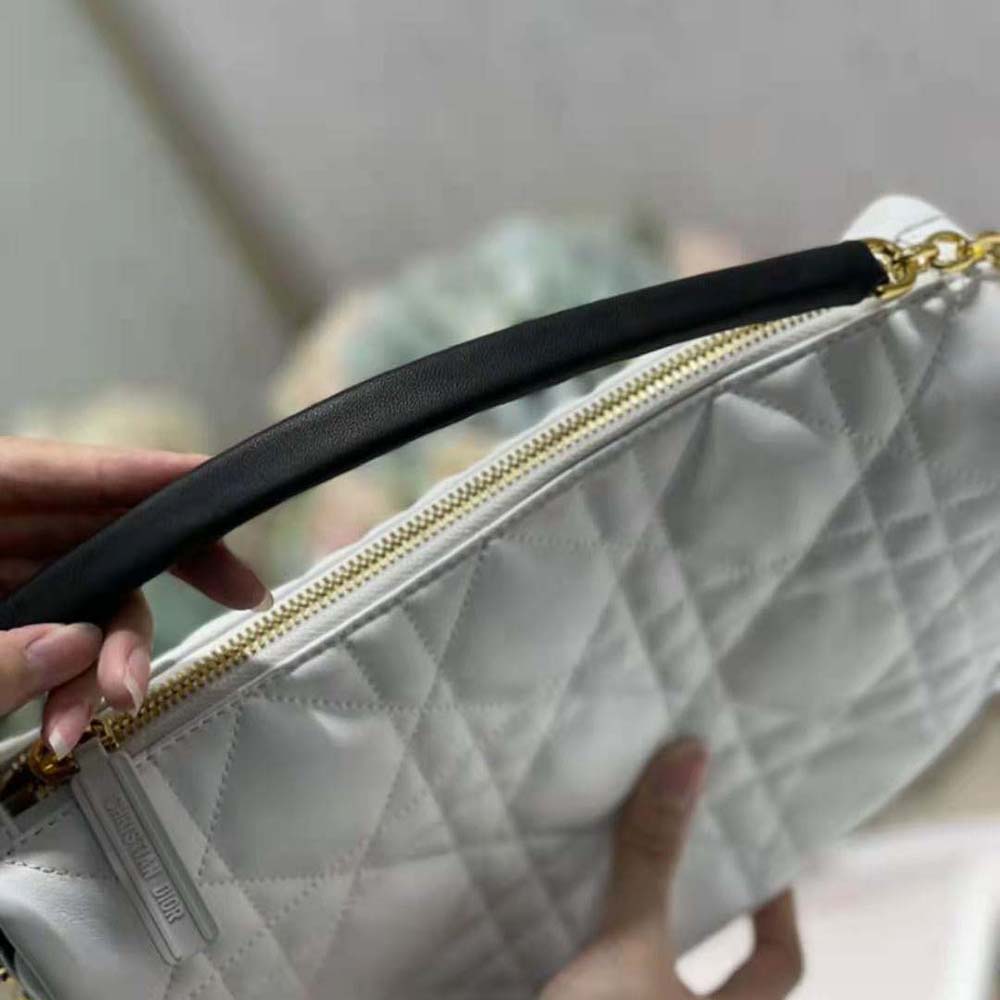 Dior Women Medium Dior Vibe Hobo Bag White Cannage Lambskin