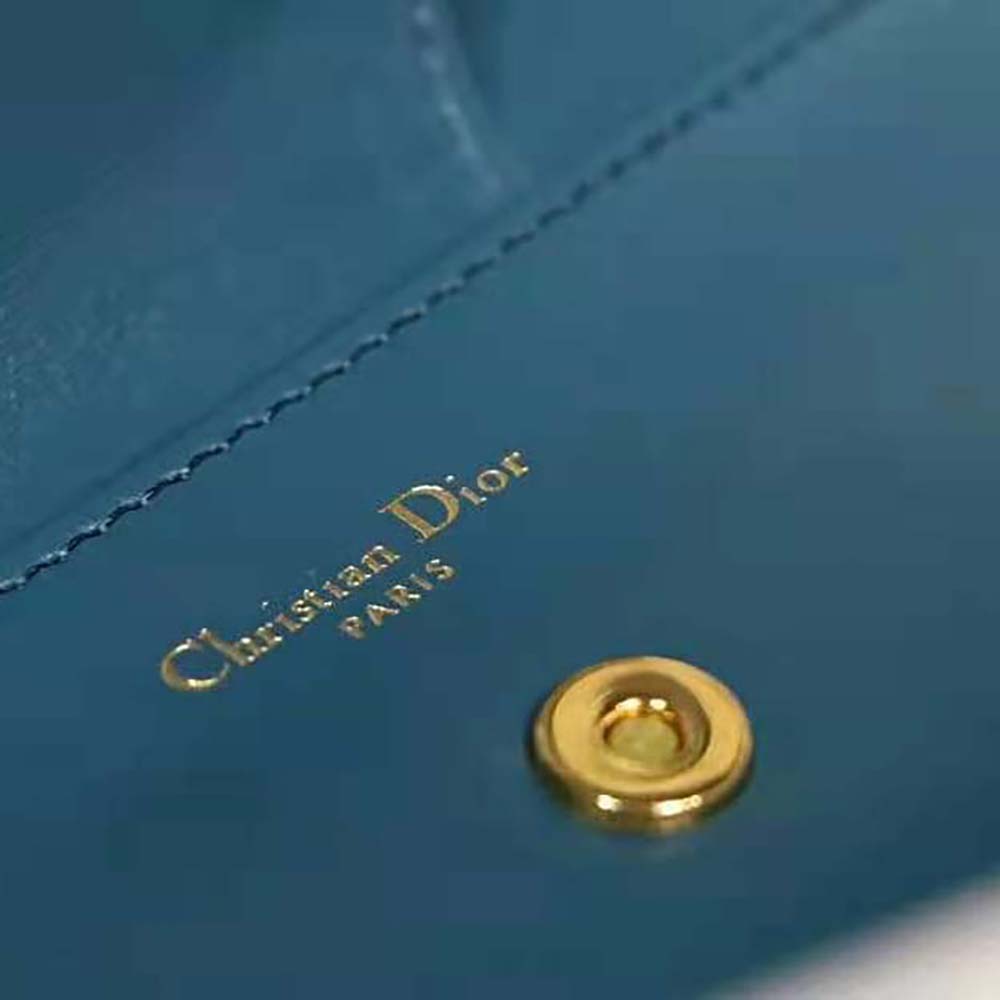 Dior Women Medium Diordouble Bag Deep Ocean Blue Smooth Calfskin