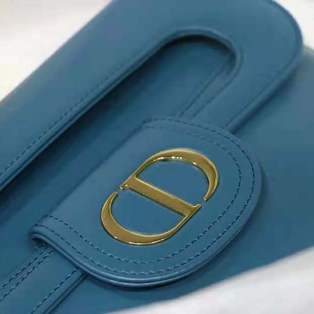 Dior Women Medium Diordouble Bag Deep Ocean Blue Smooth Calfskin