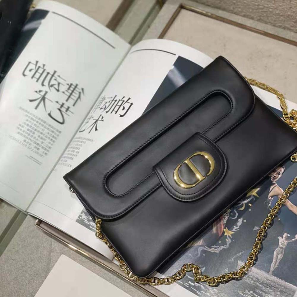 Dior Women Medium Diordouble Bag Smooth Calfskin-Black