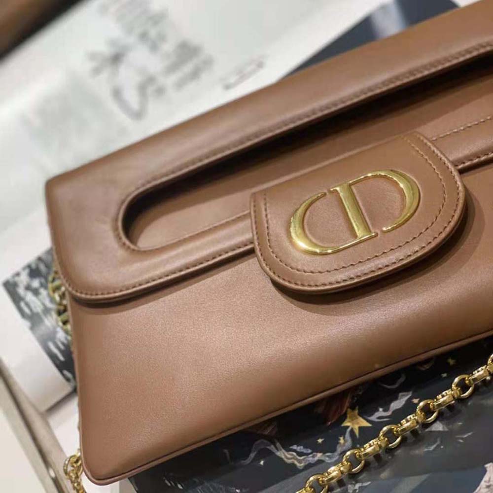 Dior Women Medium Diordouble Bag Smooth Calfskin-Brown