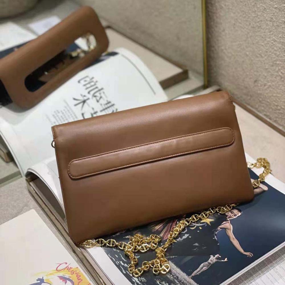 Dior Women Medium Diordouble Bag Smooth Calfskin-Brown