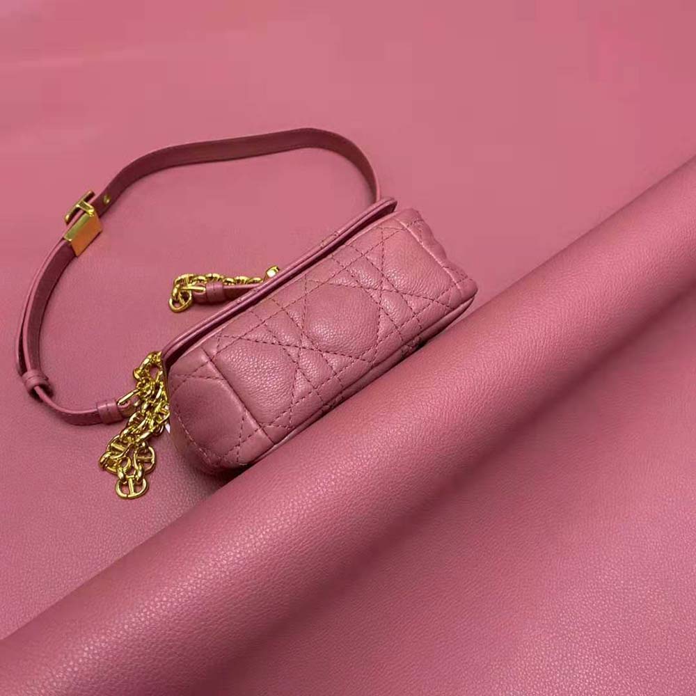 Dior Women Micro Dior Caro Bag Yarrow Pink Supple Cannage Calfskin
