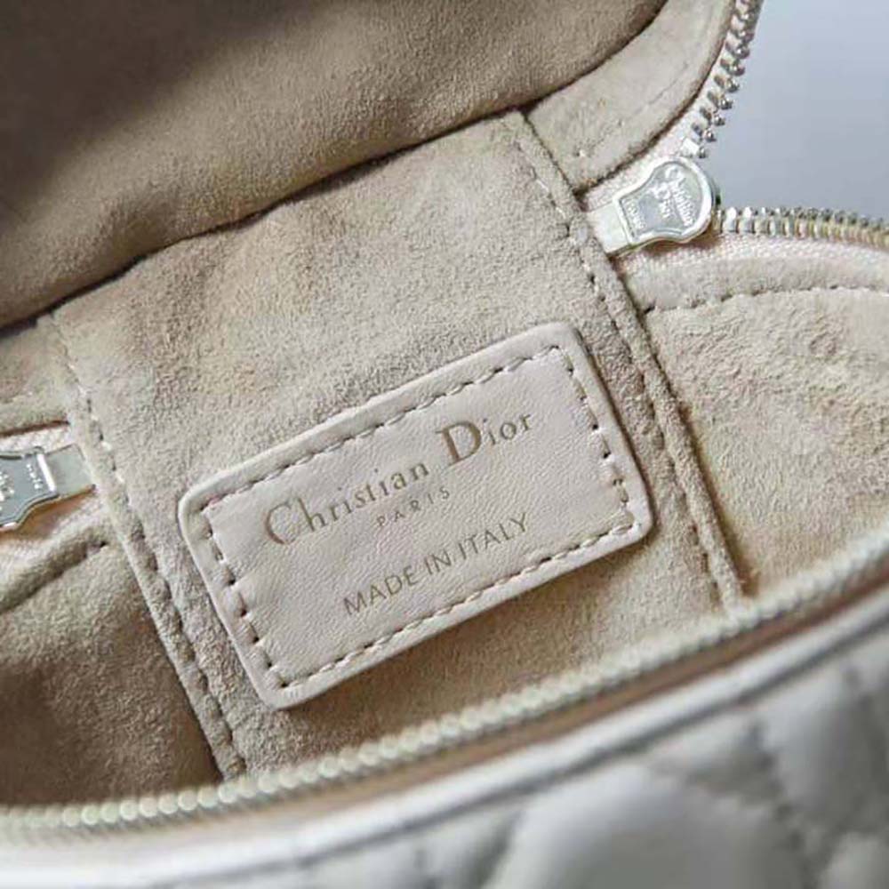 Dior Women Micro Lady Dior Vanity Case Cannage Lambskin-Beige