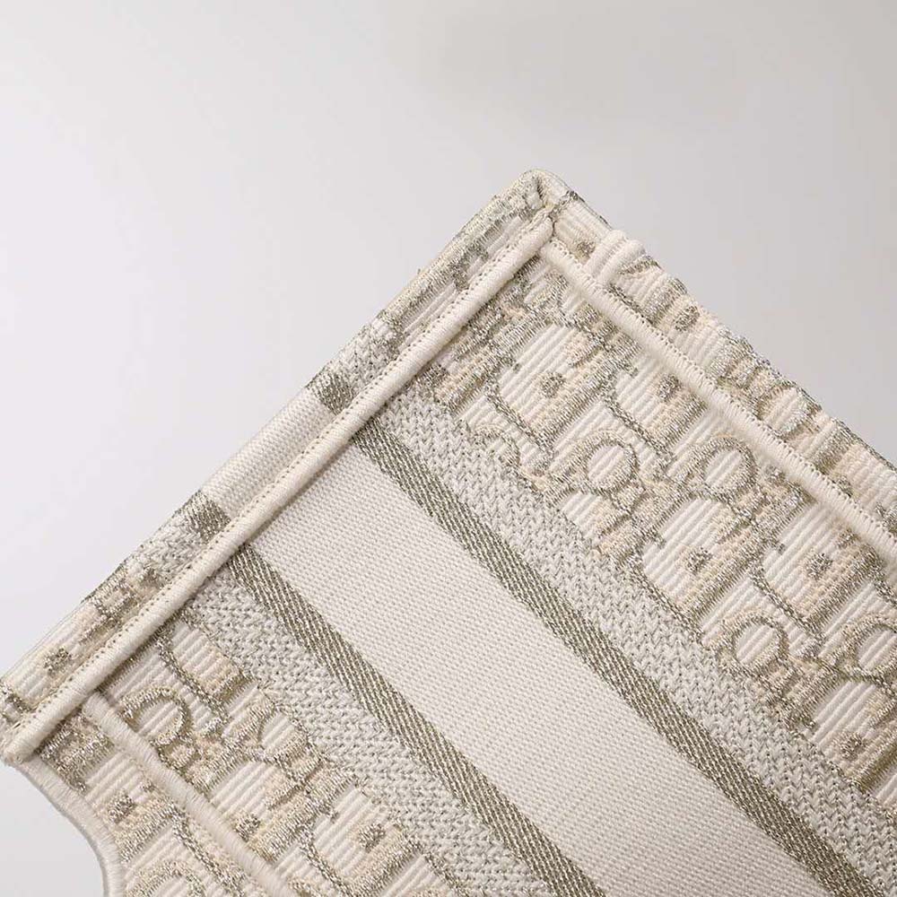 Dior Women Mini Dior Book Tote Gold-Tone Dior Oblique Embroidery