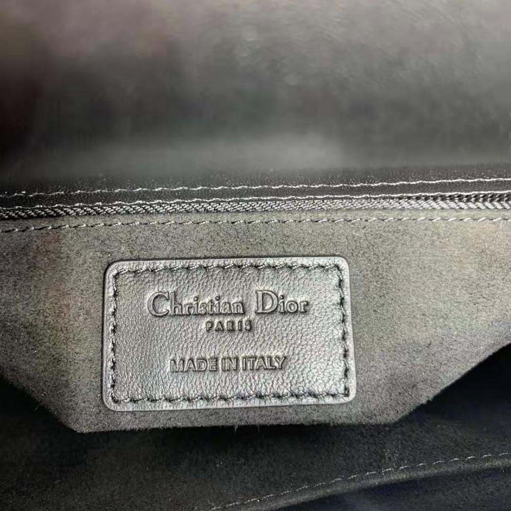 Dior Women Mini Lady Dior Bag Black Cannage Calfskin with Diamond Motif