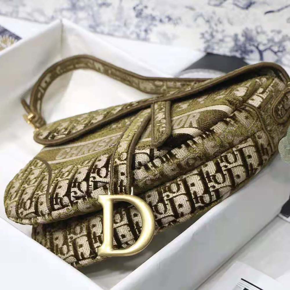 Dior Women Saddle Bag Brown Dior Oblique Embroidery