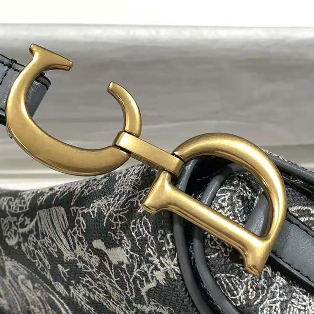 Dior Women Saddle Bag Toile DE Jouy Reverse Jacquard-Silver