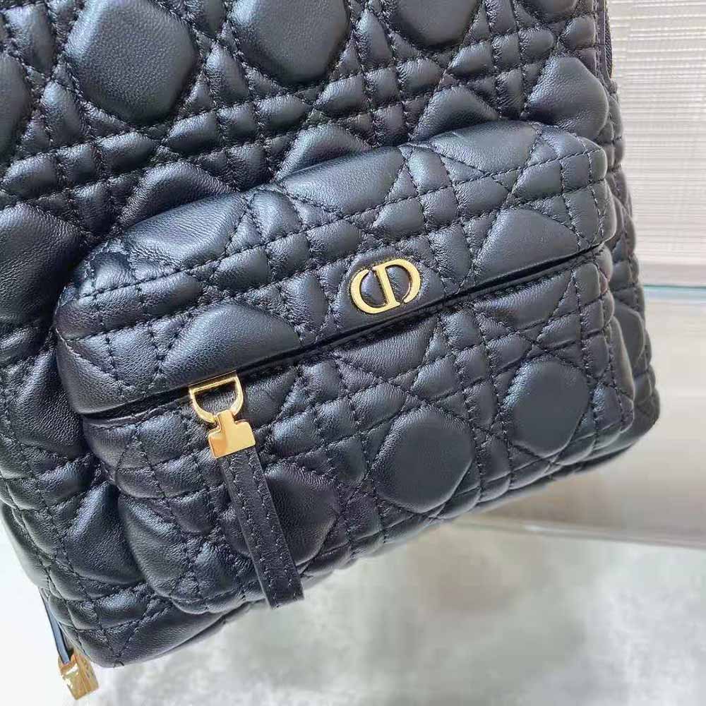 Dior Women Small Dior Backpack Black Cannage Lambskin