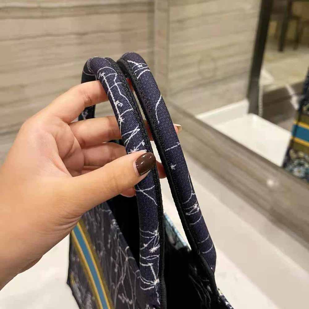 Dior Women Small Dior Book Tote Blue Dior Constellation Embroidery
