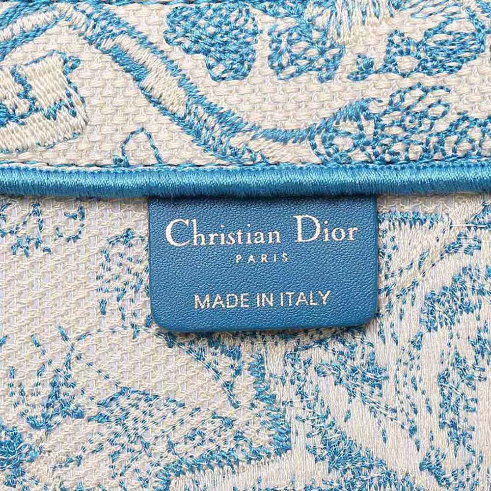 Dior Women Small Dior Book Tote Cornflower Blue Toile De Jouy Embroidery