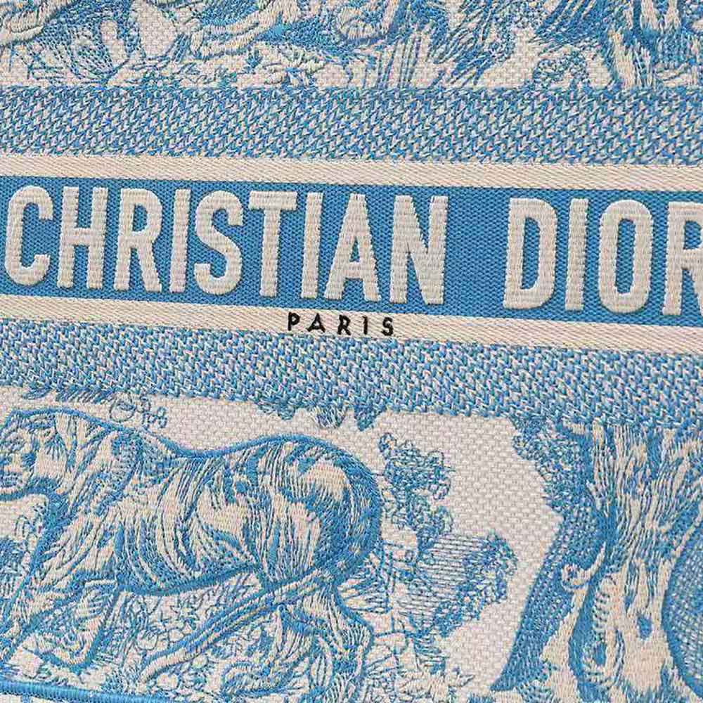 Dior Women Small Dior Book Tote Cornflower Blue Toile De Jouy Embroidery