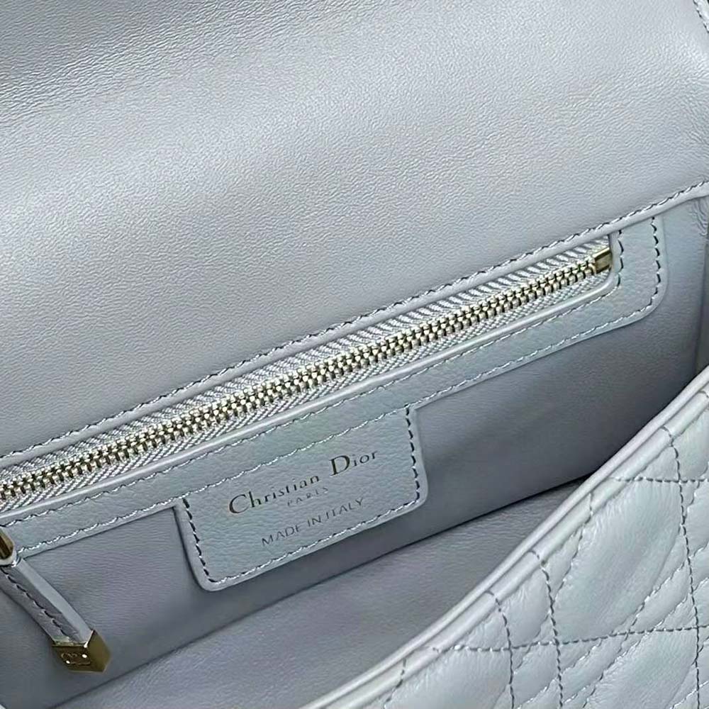 Dior Women Small Dior Caro Bag Cloud Blue Supple Cannage Calfskin