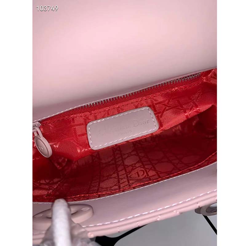 Dior Women Small Lady Dior My Abcdior Bag Powder Pink Cannage Lambskin