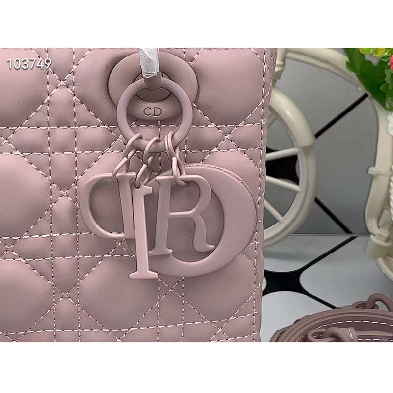 Dior Women Small Lady Dior My Abcdior Bag Powder Pink Cannage Lambskin