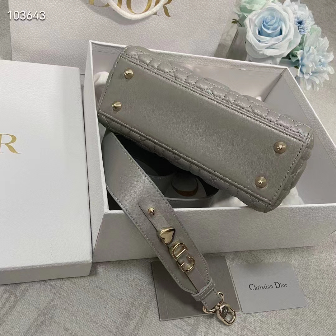 Dior Women Small Lady Dior My Abcdior Bag Steel Gray Cannage Lambskin