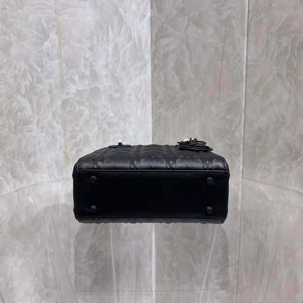Dior Women Small Lady Dior My Abcdior Bag Black Cannage Calfskin with Diamond Motif