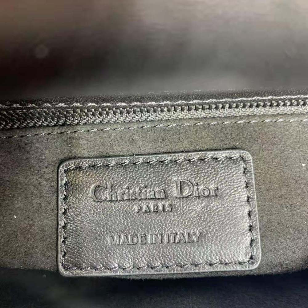 Dior Women Small Lady Dior My Abcdior Bag Black Cannage Calfskin with Diamond Motif