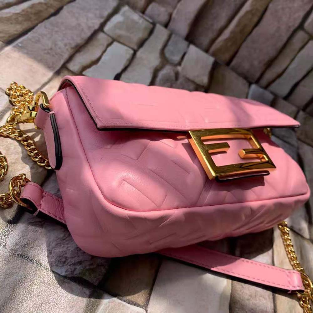 Fendi Women Baguette Soft Nappa Leather Bag-Pink