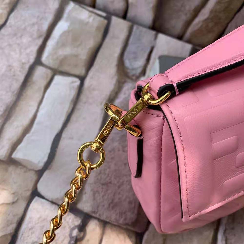 Fendi Women Baguette Soft Nappa Leather Bag-Pink