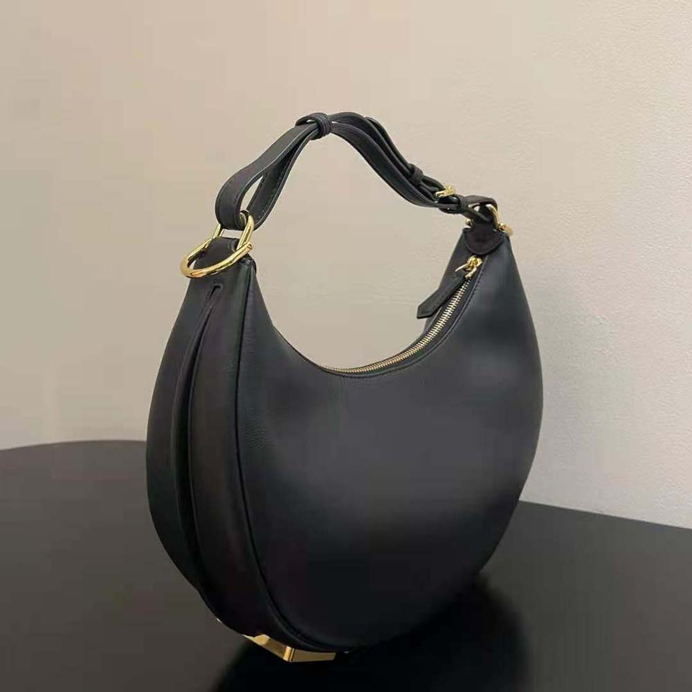 Fendi Women Fendigraphy Small Black Leather Bag-Black